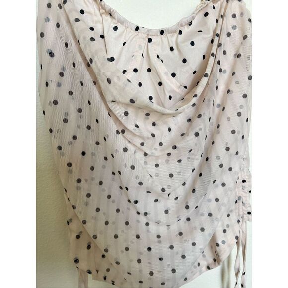 CREAM POLKA DOT RUCHED corset COWL CAMI zip tank top prettYLITTLEthing NWT 6 S - Picture 5 of 10